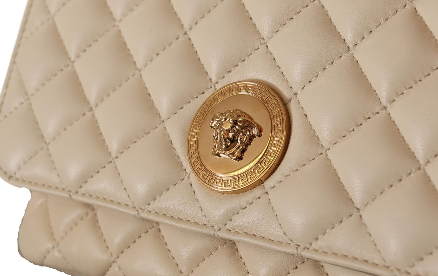 Elegante bolso de hombro de piel napa blanca