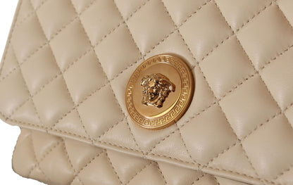 Elegante bolso de hombro de piel napa blanca
