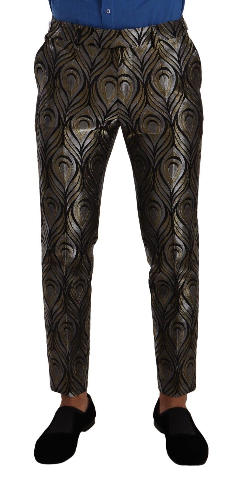 Pantalones de vestir metalizados elegantes de corte entallado