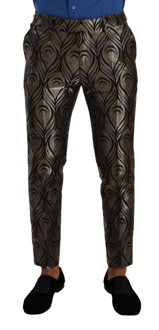Pantalones de vestir metalizados elegantes de corte entallado