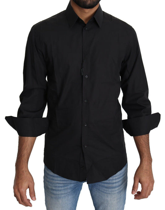 Camisa de vestir elegante negra de corte entallado