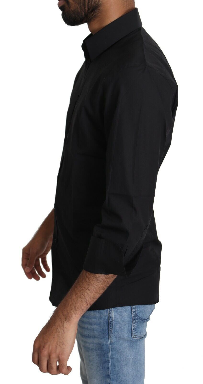 Camisa de vestir elegante negra de corte entallado