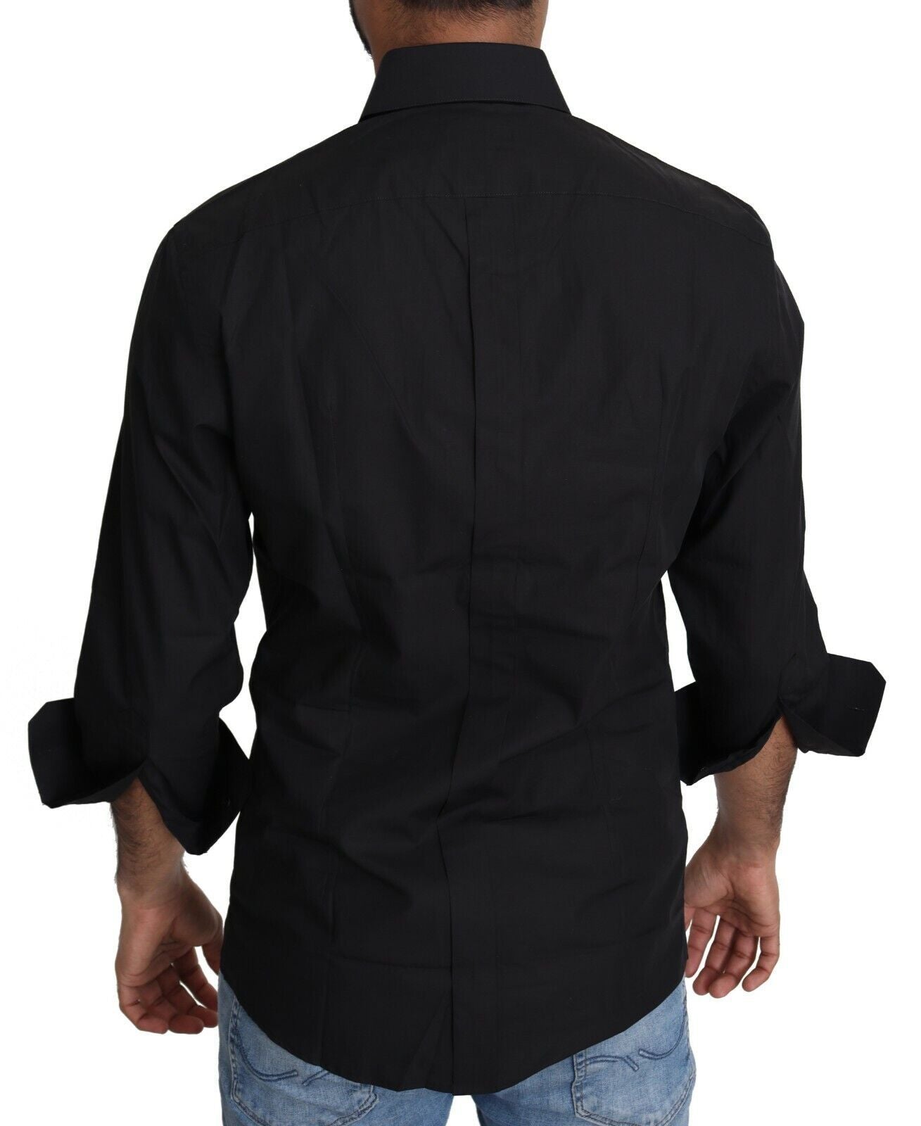 Camisa de vestir elegante negra de corte entallado