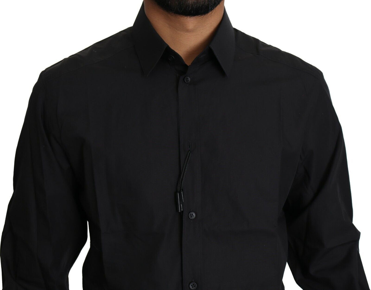 Camisa de vestir elegante negra de corte entallado