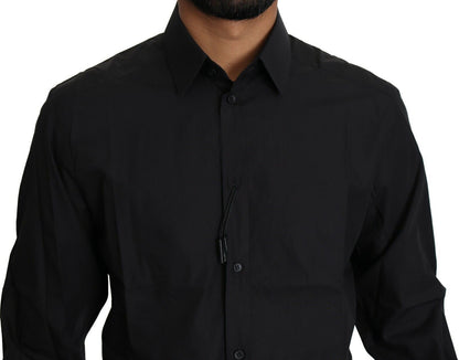 Camisa de vestir elegante negra de corte entallado