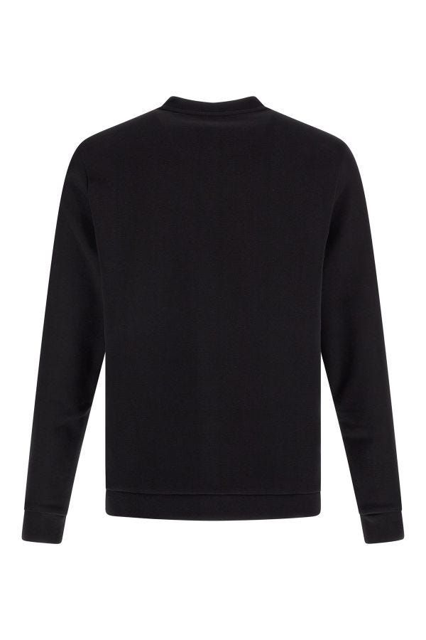 Elegante sudadera de algodón negra con cuello redondo