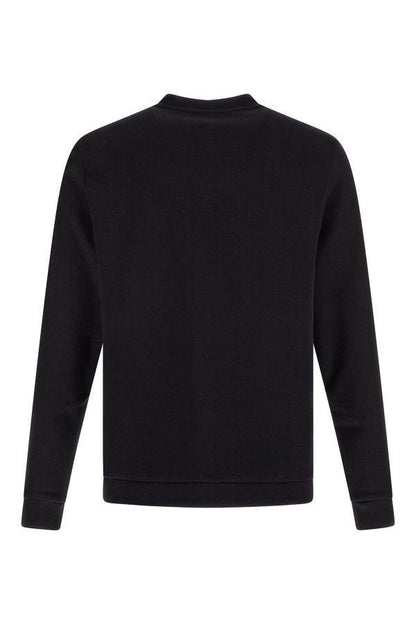 Elegante sudadera de algodón negra con cuello redondo