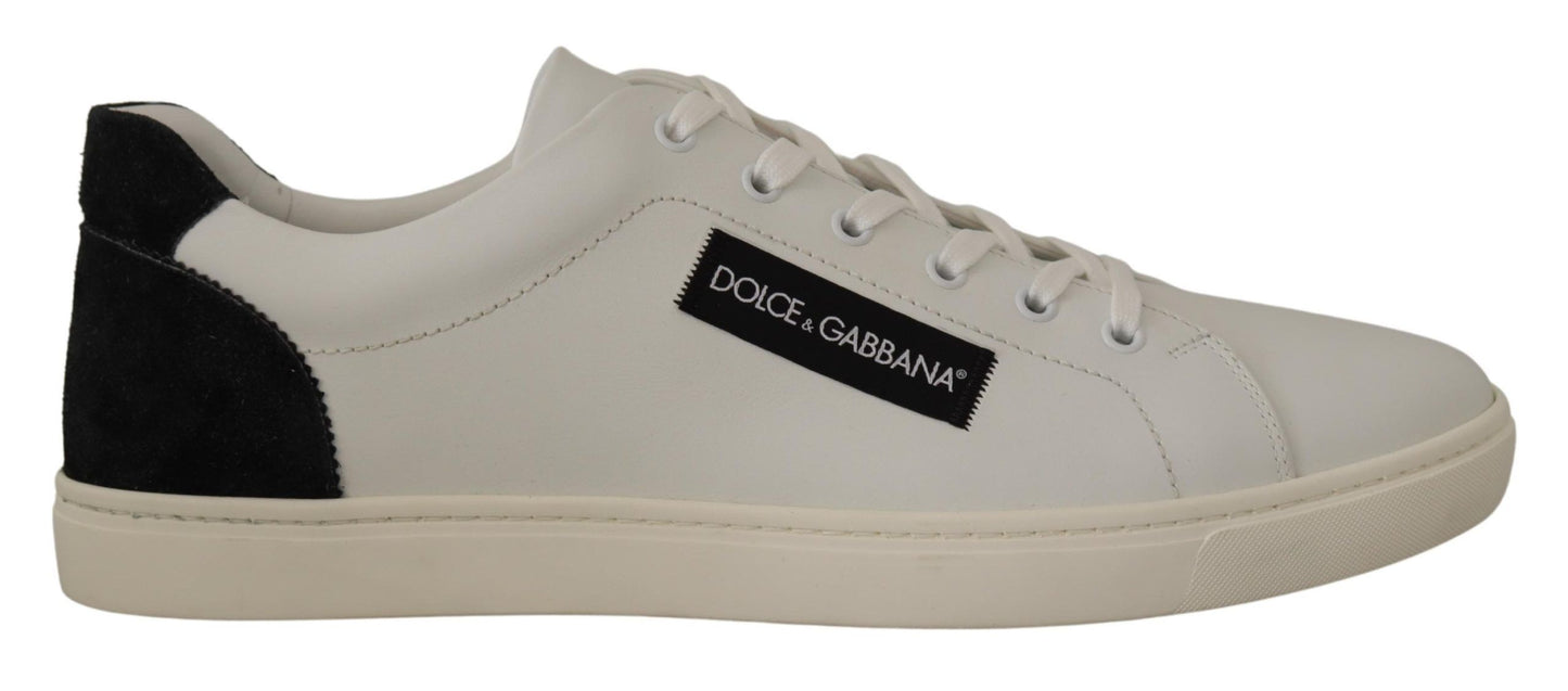 Elegantes zapatillas bajas de cuero blanco