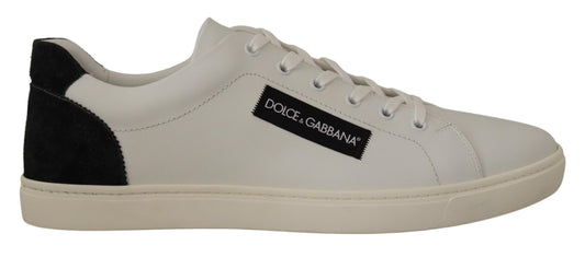 Elegantes zapatillas bajas de cuero blanco