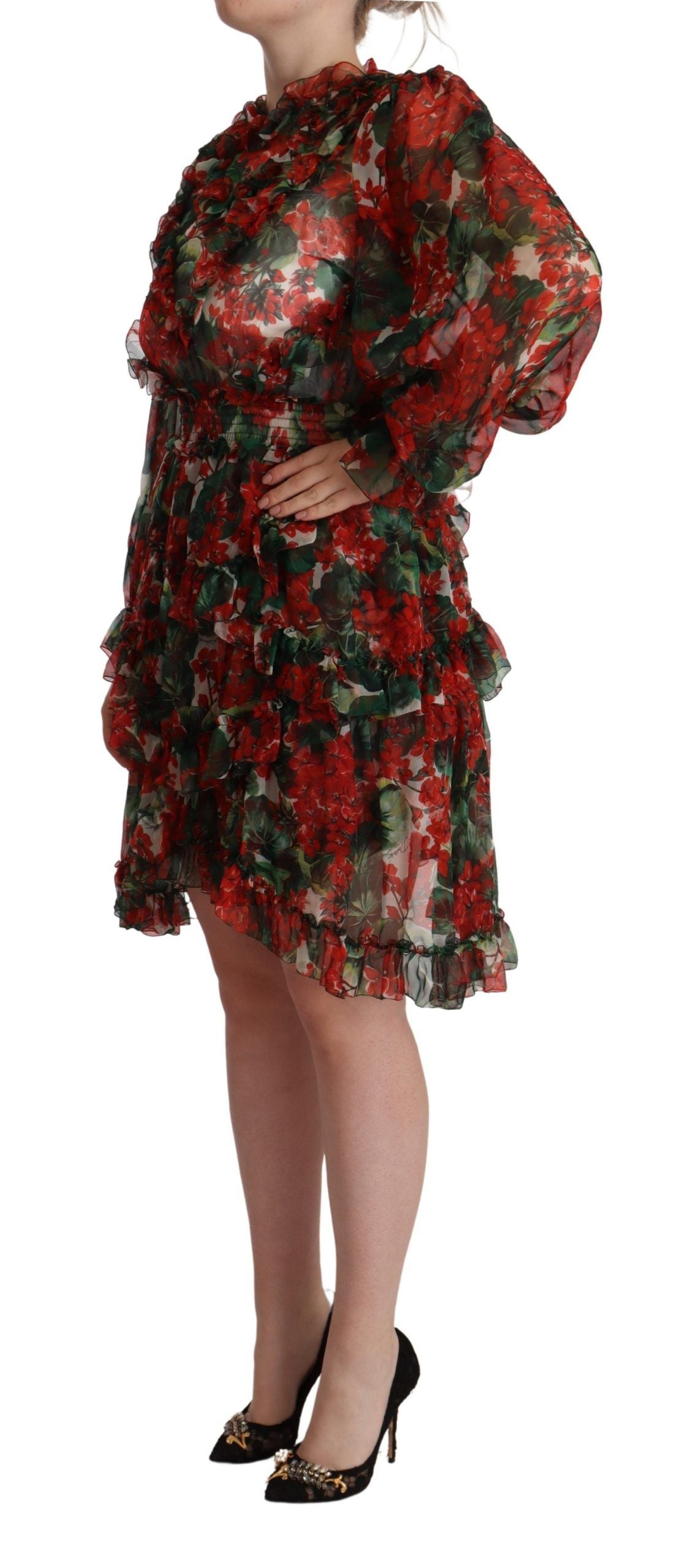Minivestido de seda floral hasta la rodilla