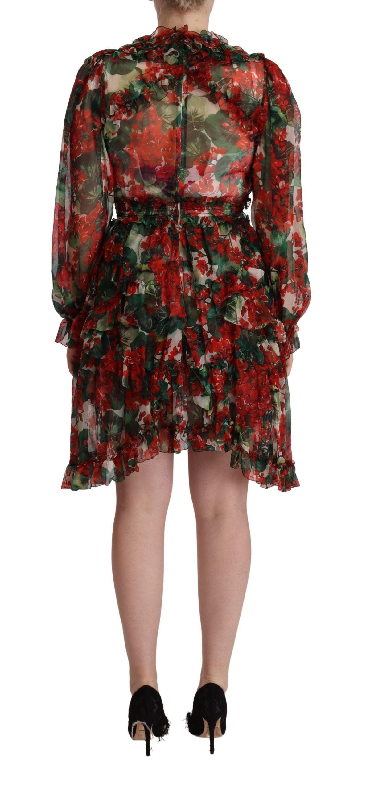 Minivestido de seda floral hasta la rodilla