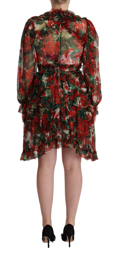 Minivestido de seda floral hasta la rodilla