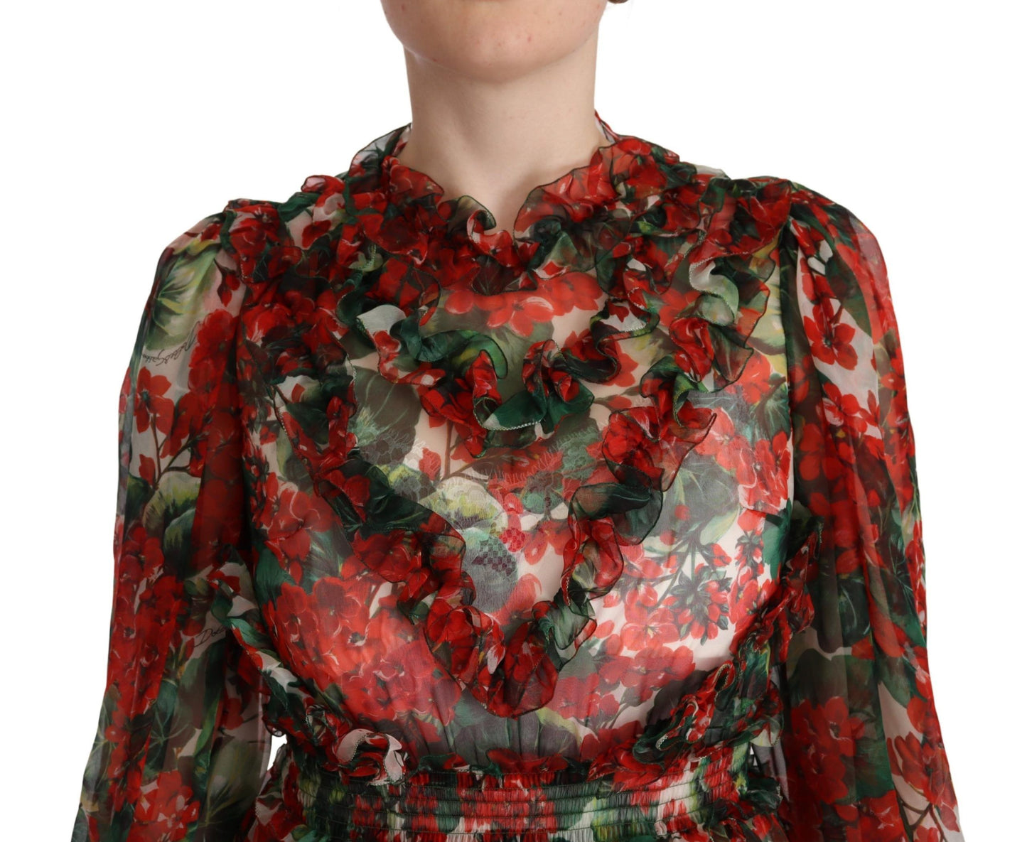 Minivestido de seda floral hasta la rodilla