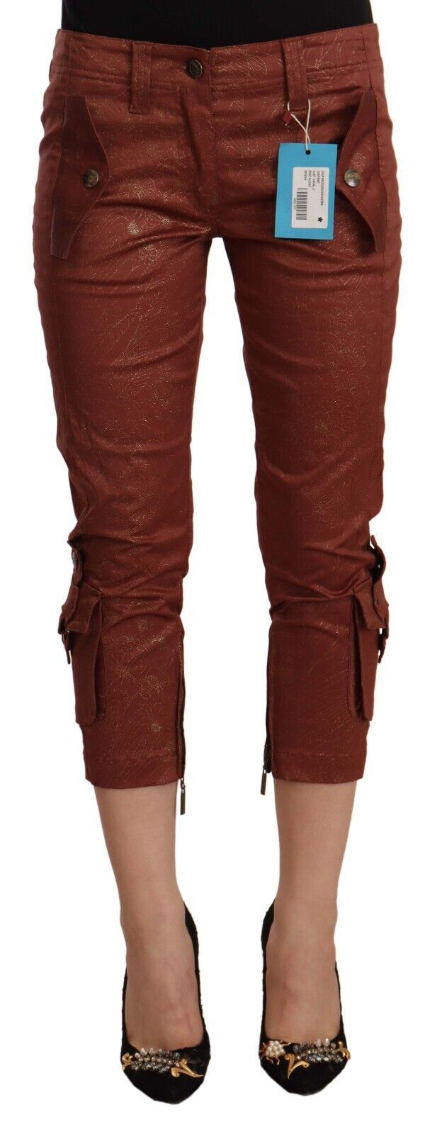 Pantalones elegantes de algodón con cintura media y corte recortado
