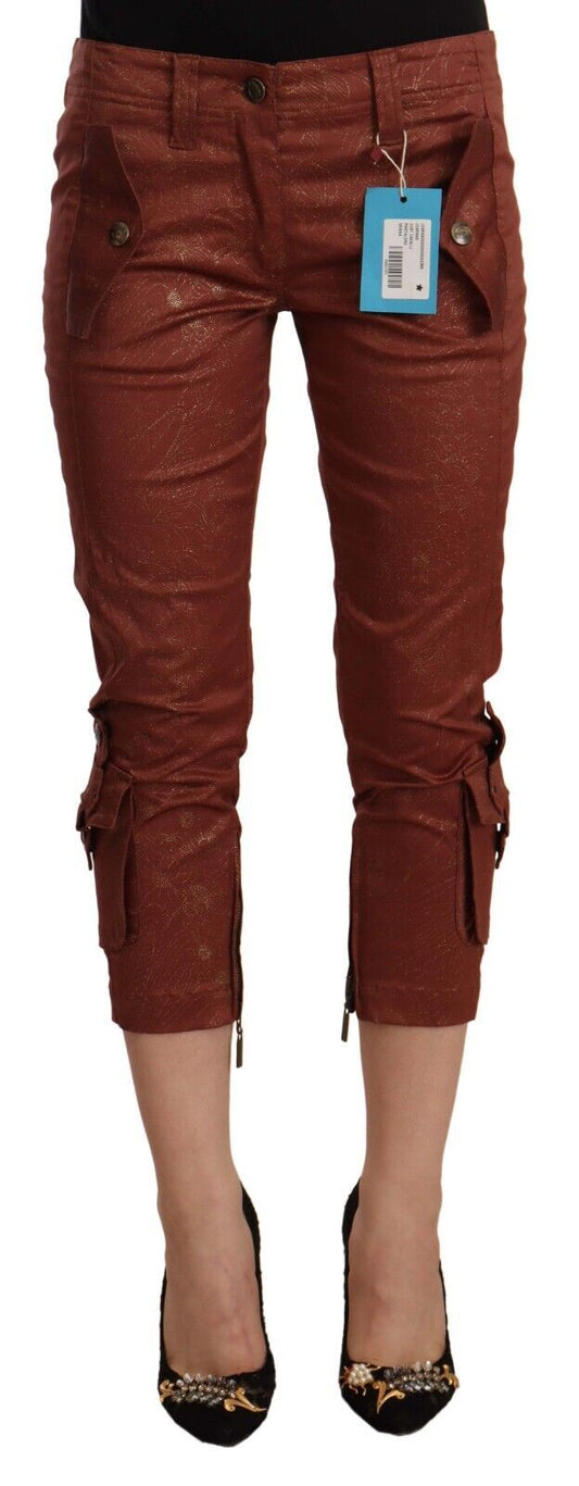 Pantalones elegantes de algodón con cintura media y corte recortado