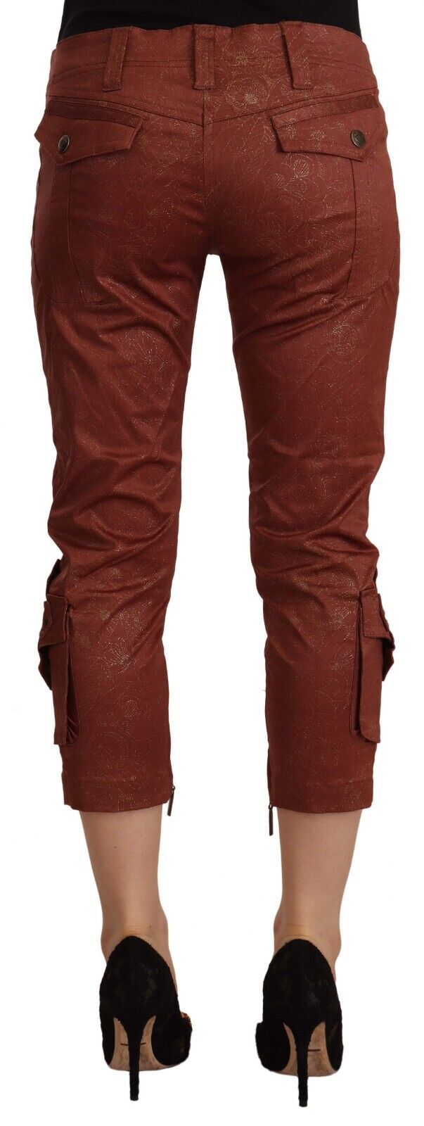 Pantalones elegantes de algodón con cintura media y corte recortado