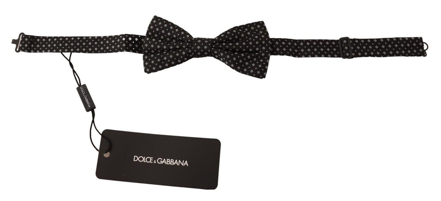 Elegante pajarita de seda negra de fantasía