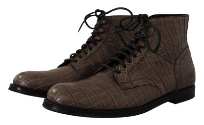 Elegantes botas brogue Derby de cocodrilo