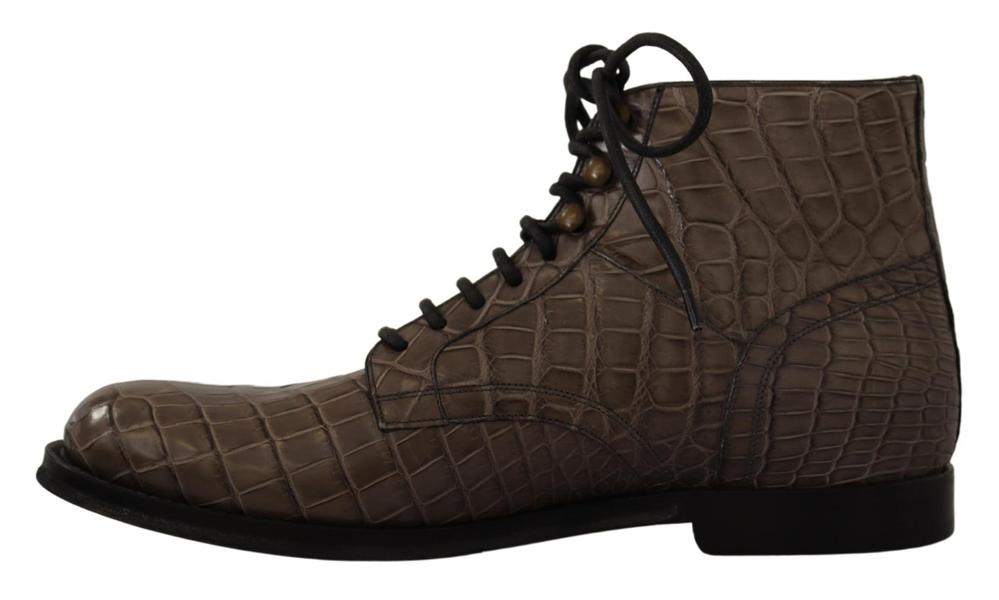 Elegantes botas brogue Derby de cocodrilo