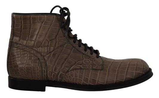 Elegantes botas brogue Derby de cocodrilo