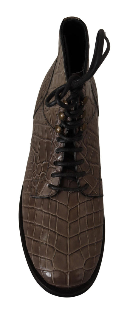 Elegantes botas brogue Derby de cocodrilo