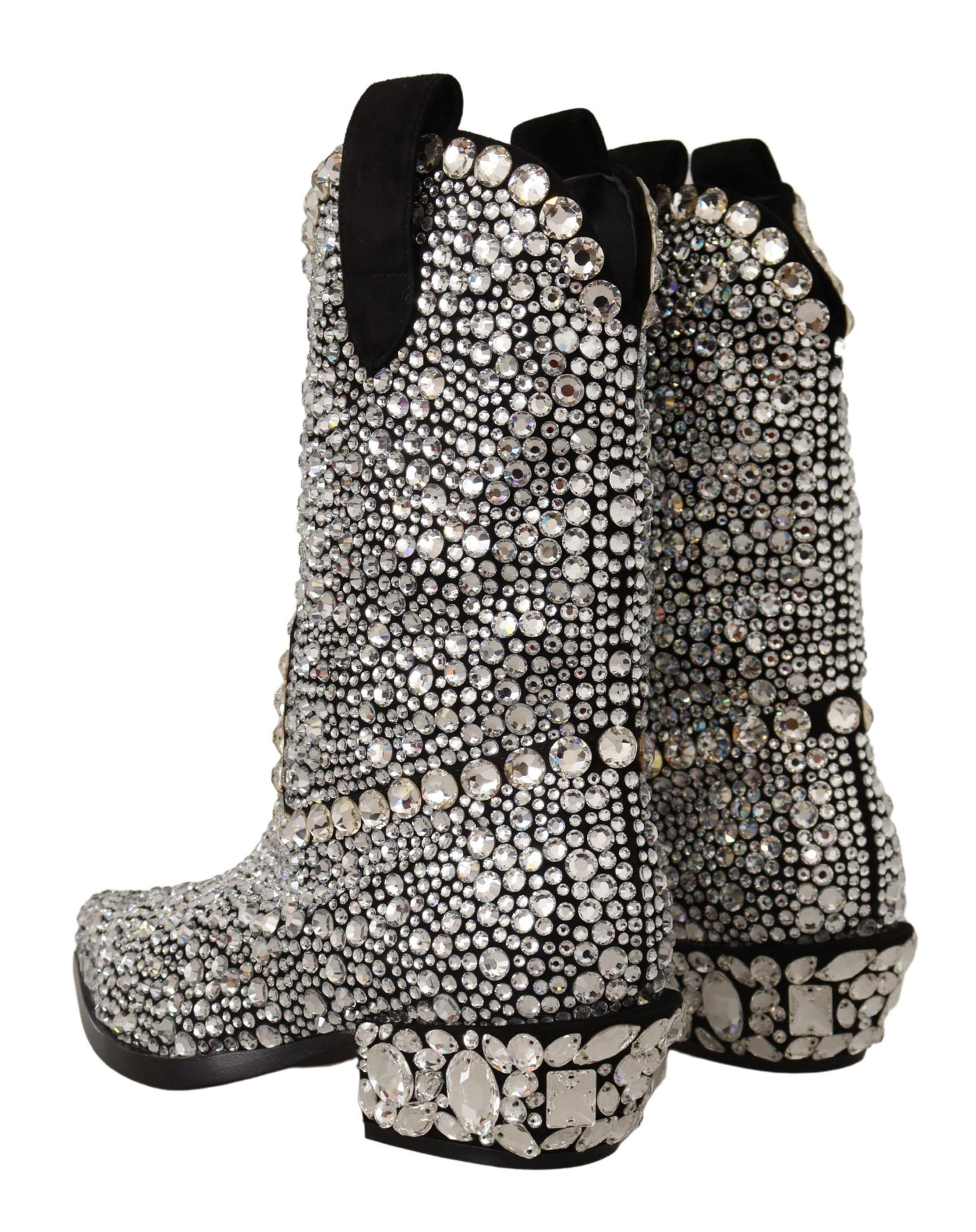 Botas de ante negro adornadas con cristales