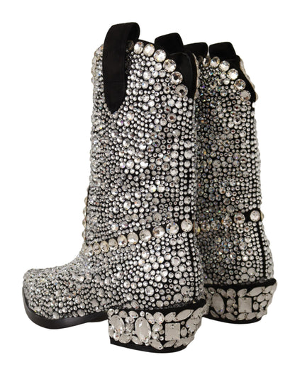 Botas de ante negro adornadas con cristales