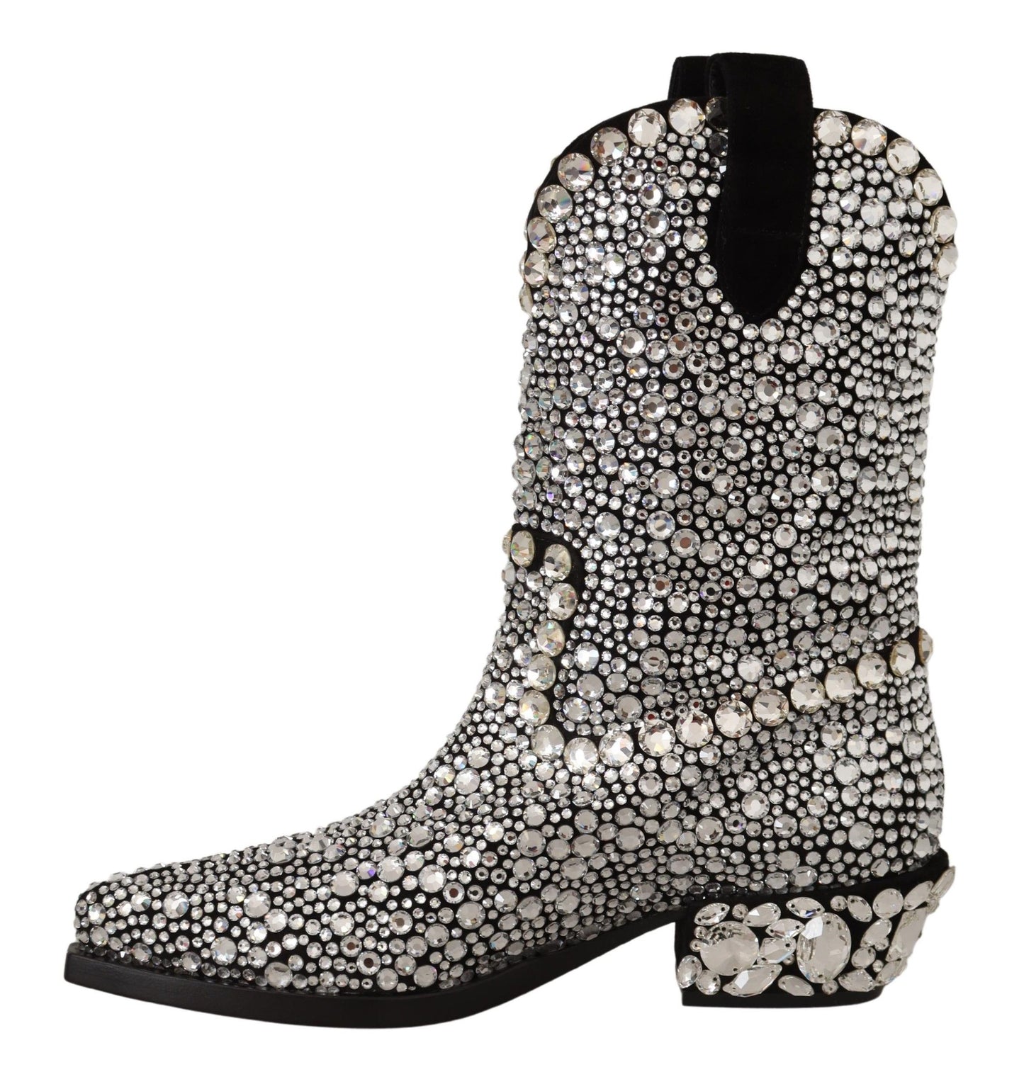 Botas de ante negro adornadas con cristales