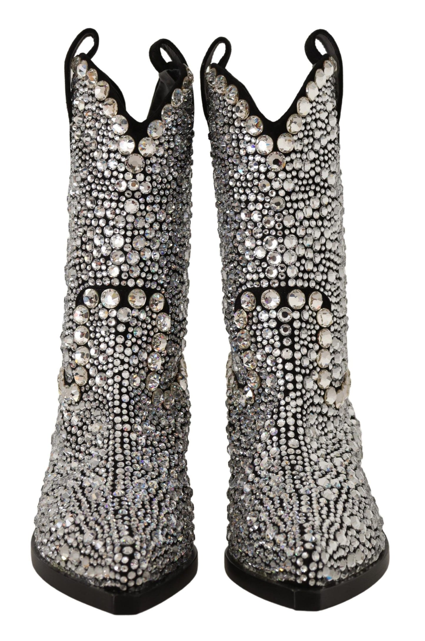 Botas de ante negro adornadas con cristales