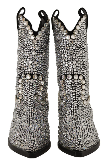 Botas de ante negro adornadas con cristales