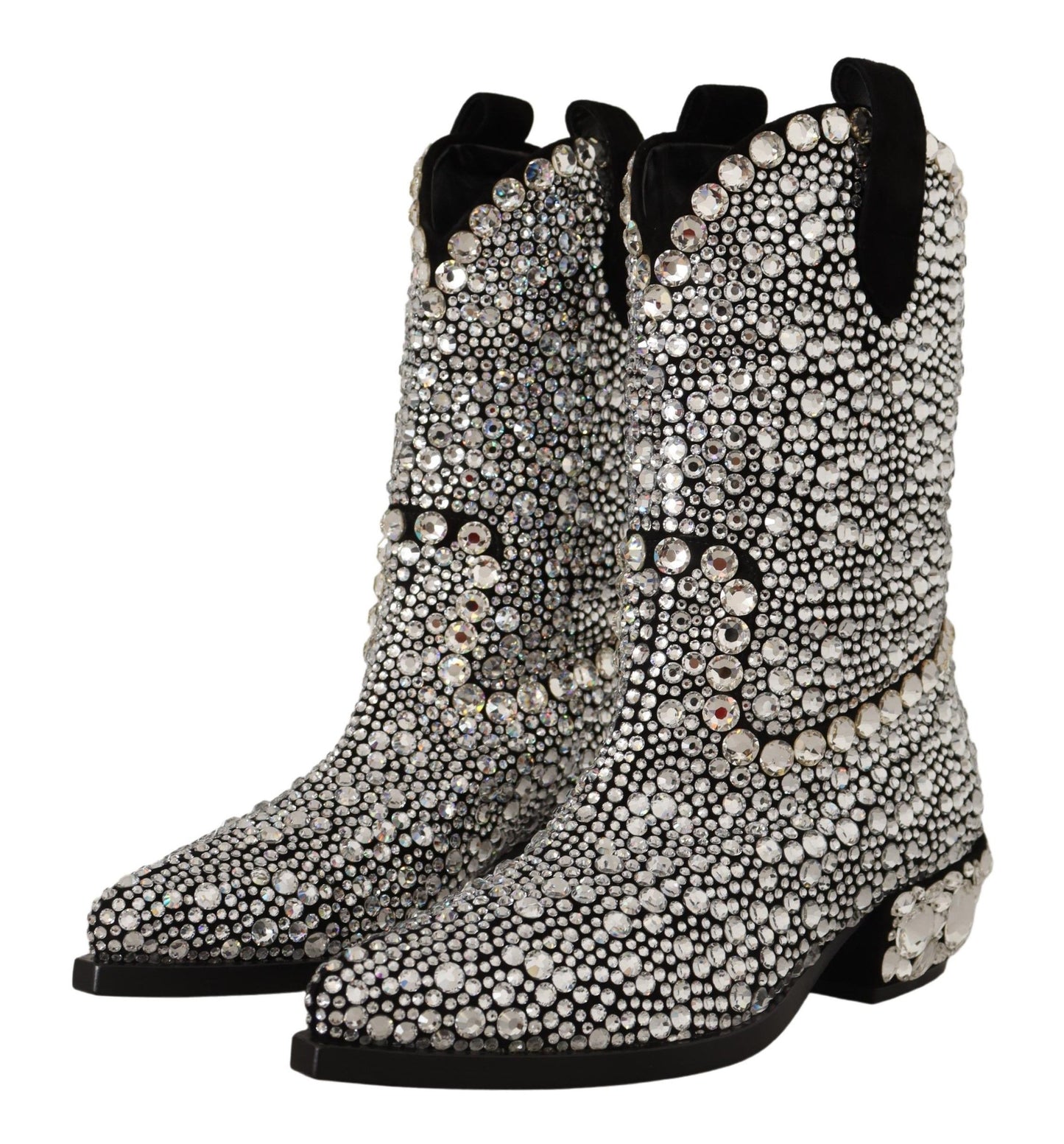 Botas de ante negro adornadas con cristales