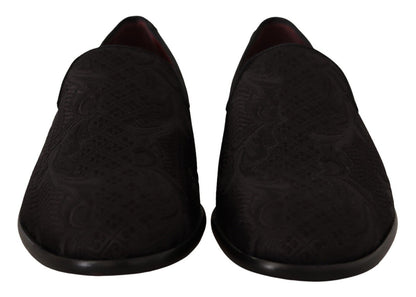 Pantuflas de brocado floral negro