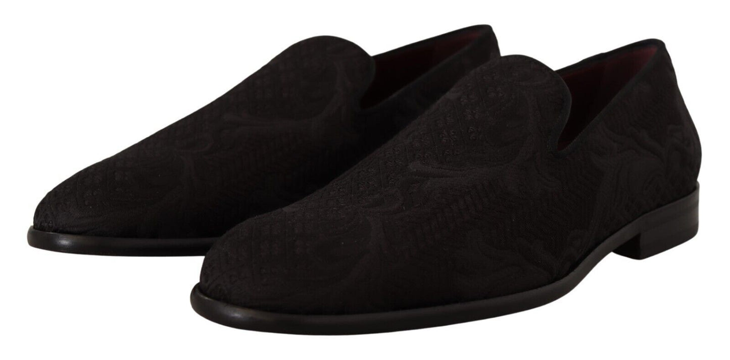 Pantuflas de brocado floral negro