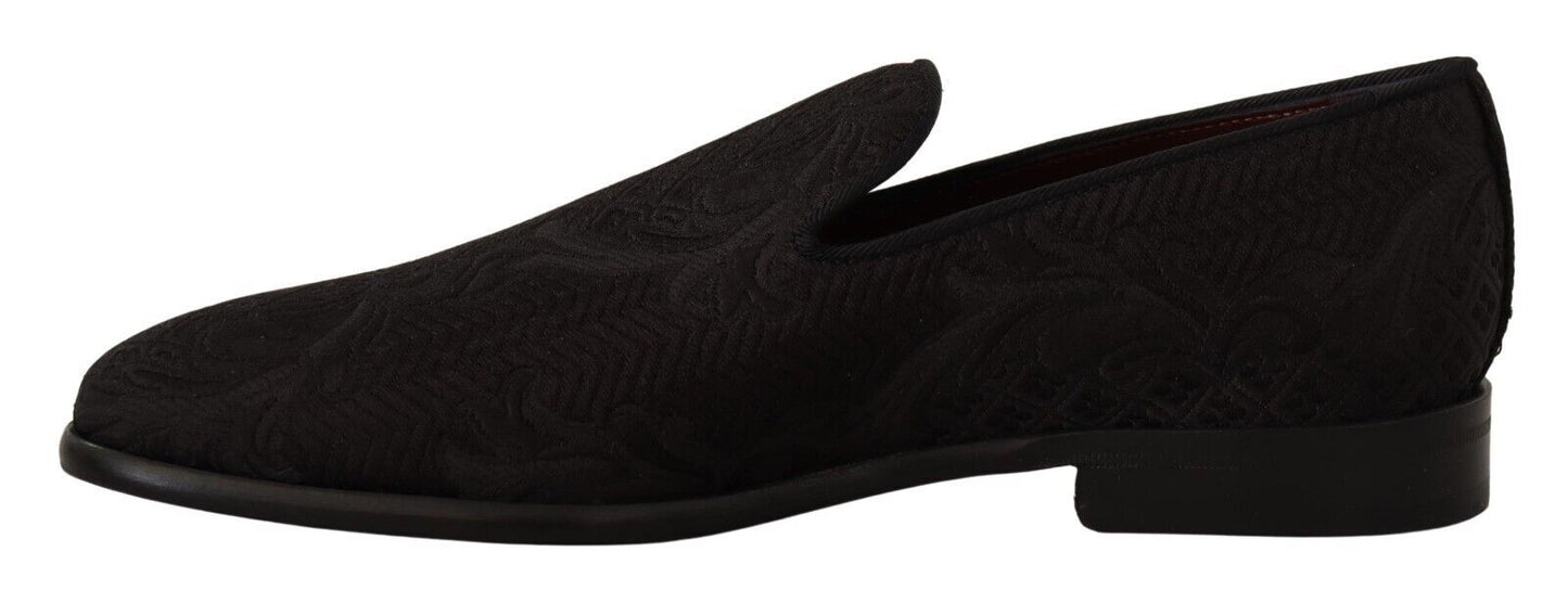 Pantuflas de brocado floral negro