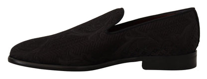 Pantuflas de brocado floral negro