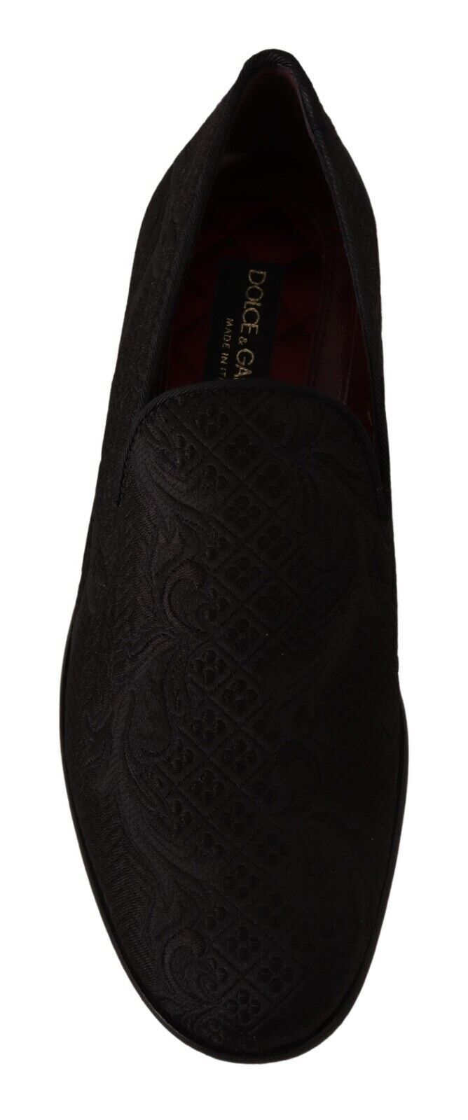 Pantuflas de brocado floral negro