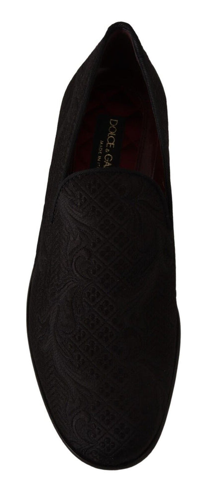 Pantuflas de brocado floral negro