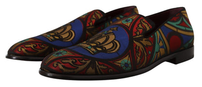 Pantuflas tipo mocasín con diseño de jacquard multicolor
