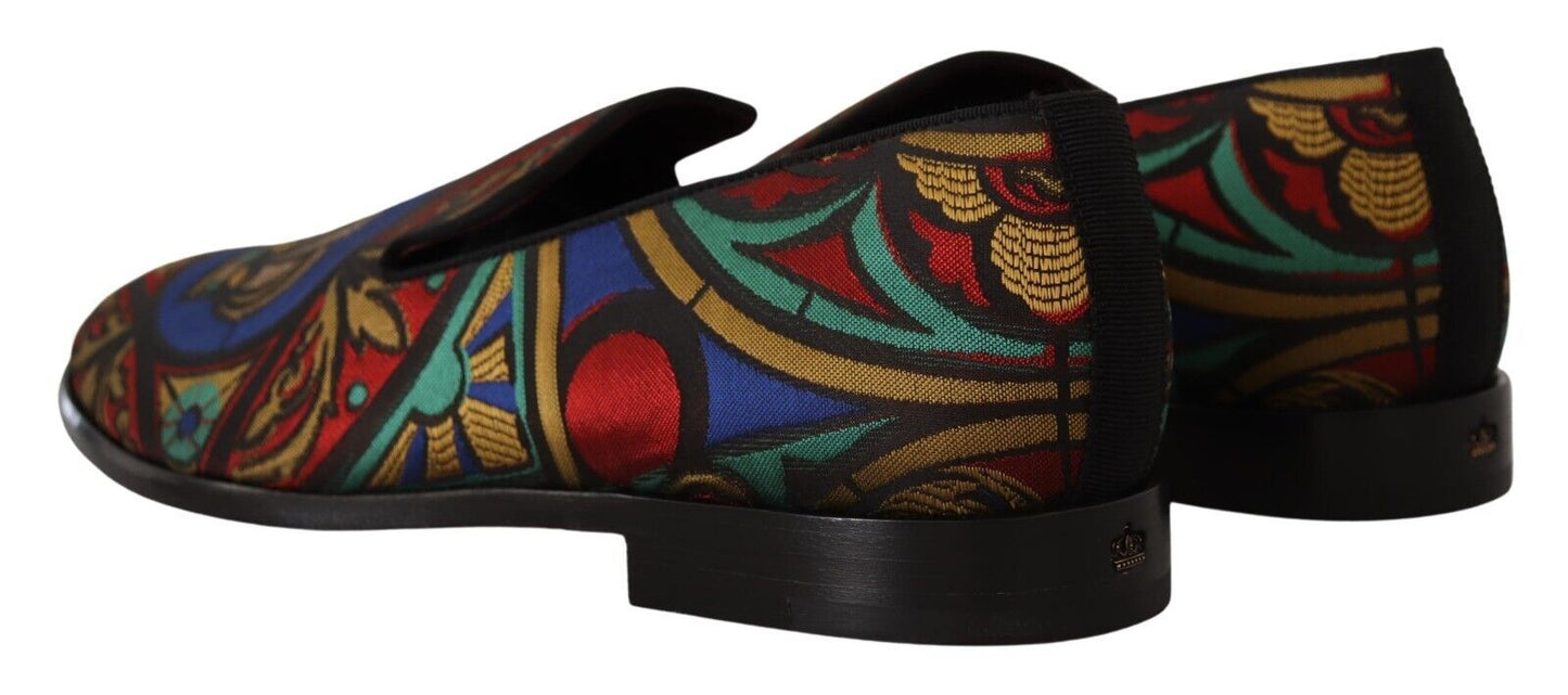 Pantuflas tipo mocasín con diseño de jacquard multicolor