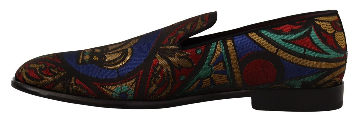 Pantuflas tipo mocasín con diseño de jacquard multicolor