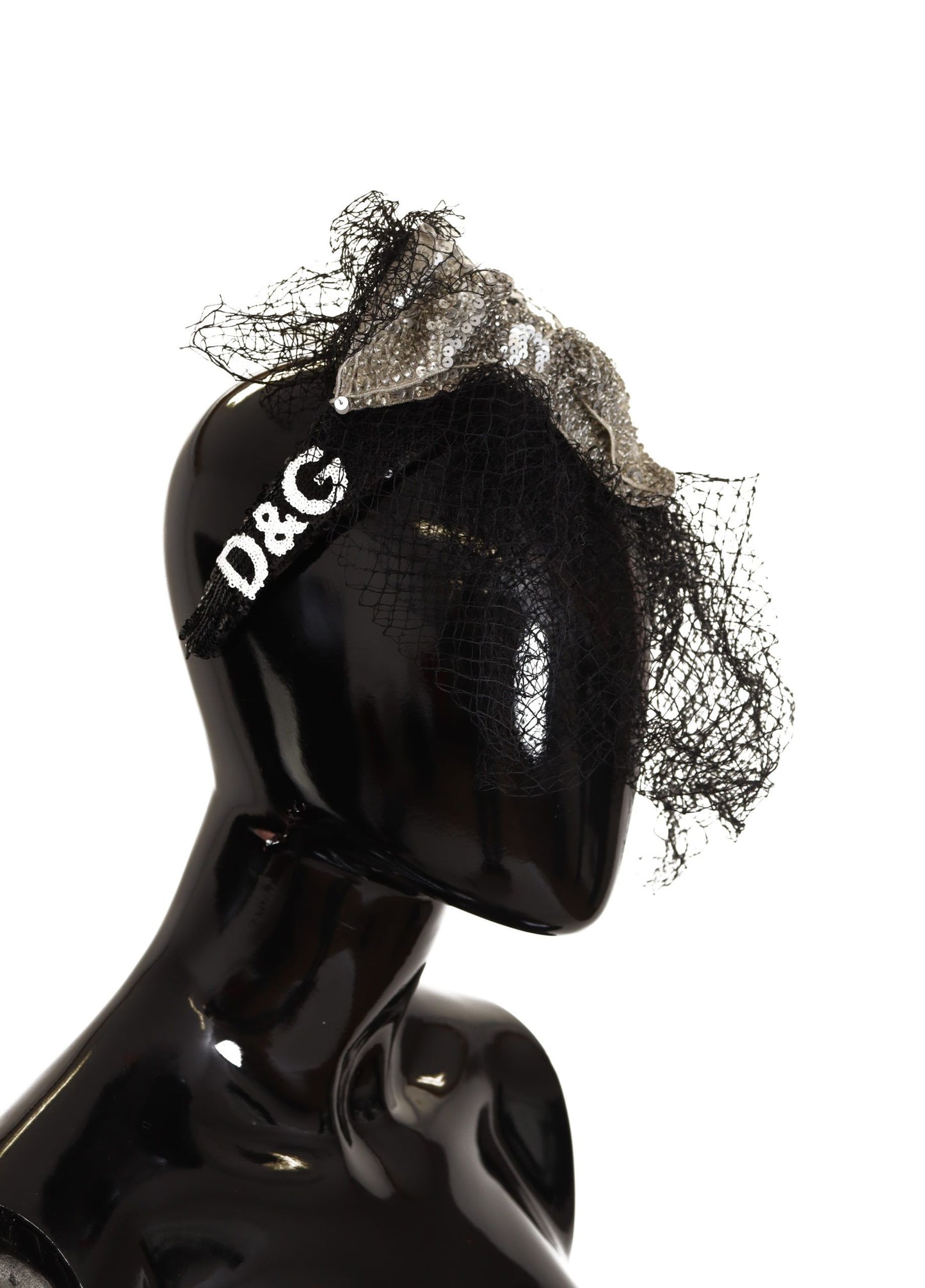 Glamorosa diadema de diseñador con lentejuelas negras