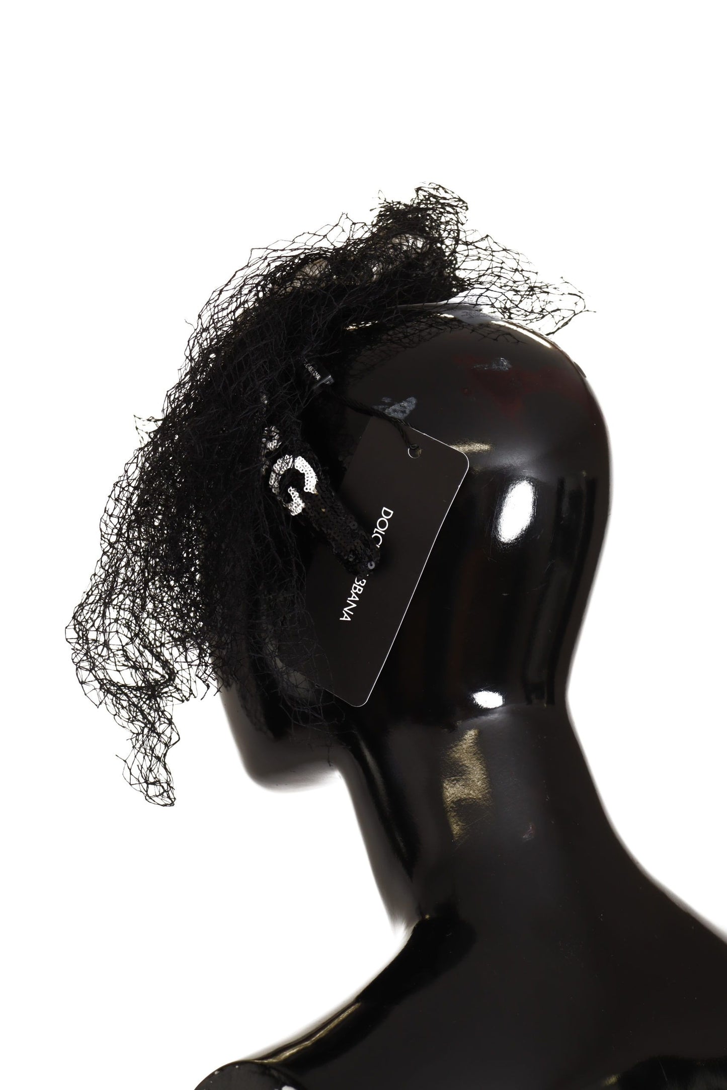 Glamorosa diadema de diseñador con lentejuelas negras