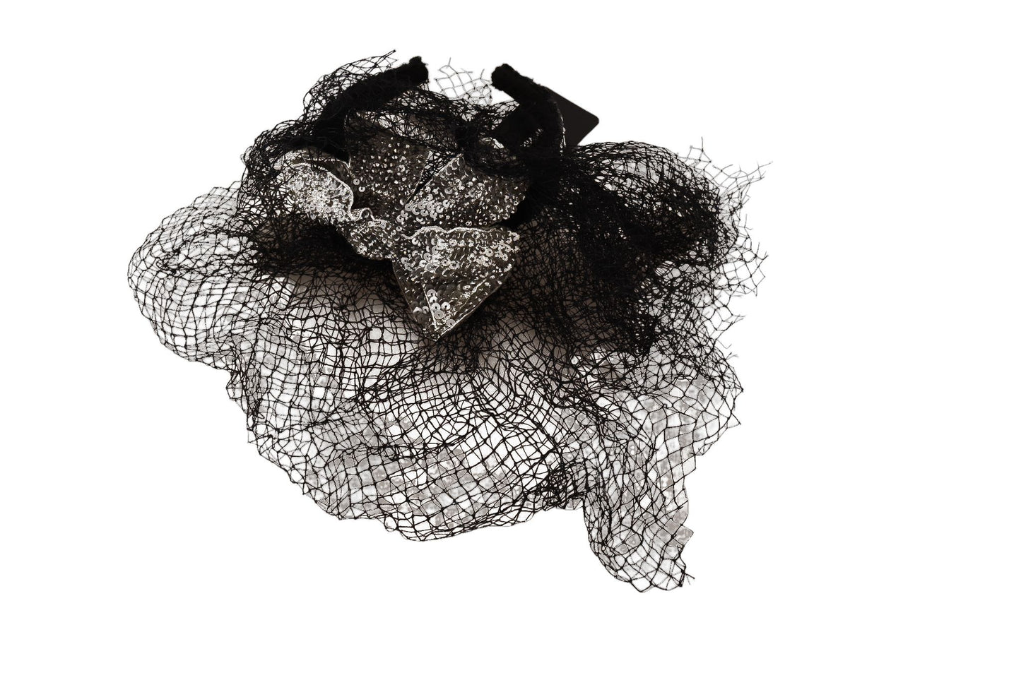 Glamorosa diadema de diseñador con lentejuelas negras