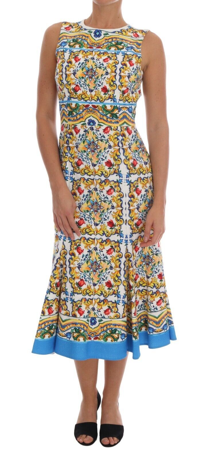 Vestido midi con estampado de mayólica