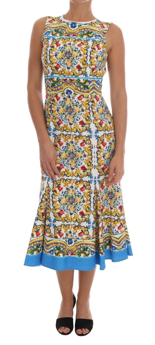 Vestido midi con estampado de mayólica