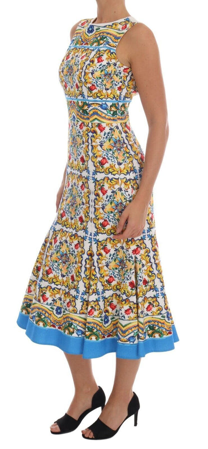 Vestido midi con estampado de mayólica