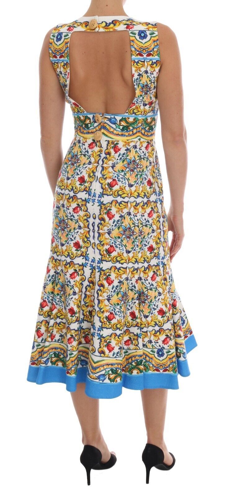 Vestido midi con estampado de mayólica