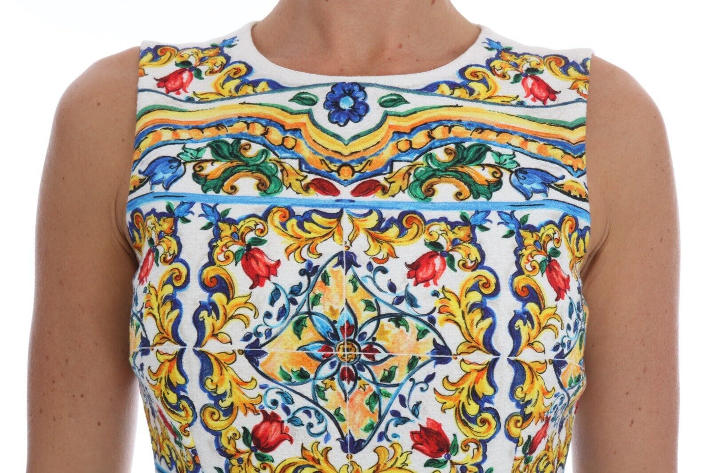 Vestido midi con estampado de mayólica