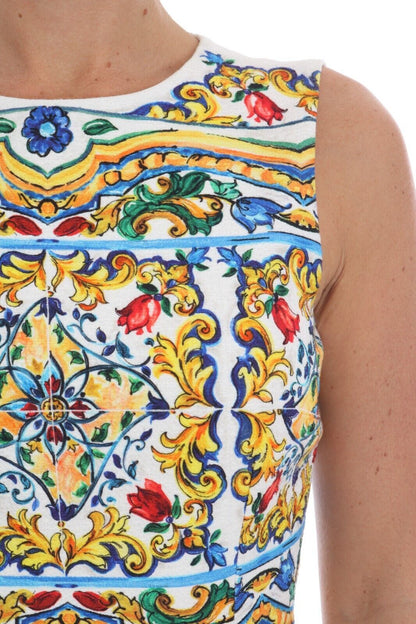 Vestido midi con estampado de mayólica
