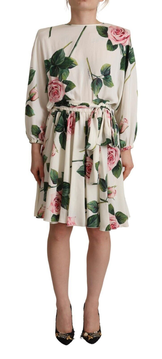 Elegante vestido de seda floral de corte A
